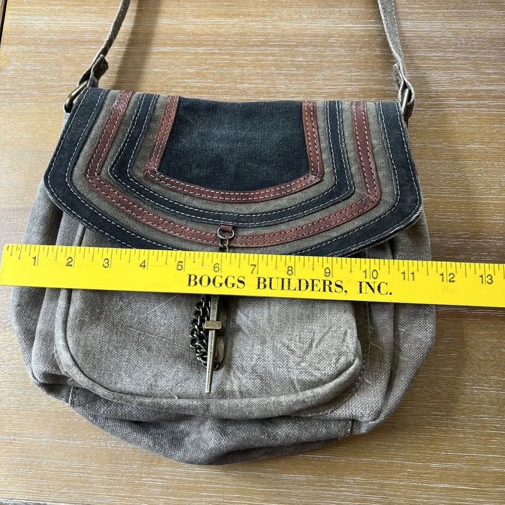 Mona B Purse Tote Crossbody Canvas Leather Handbag Satchel Unique Pin‎ Lock